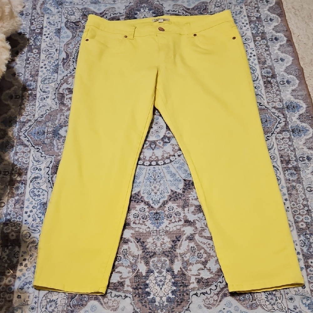 CAbi Yellow Cropped Ankle Jeans